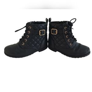 The Children's Place Faux Leather Quilted Boots Black Toddler Girl Size 9